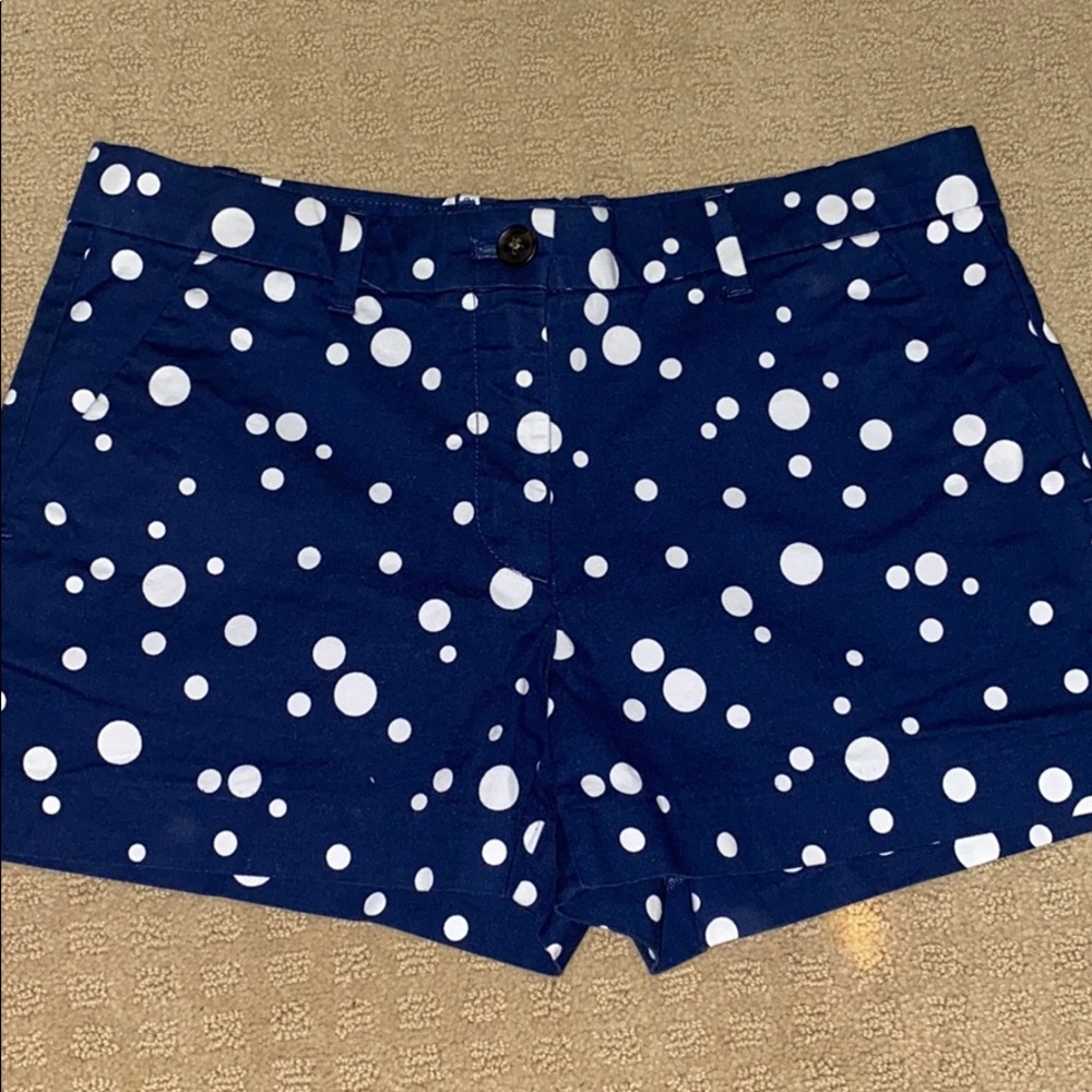 Blue and white polka dot shorts